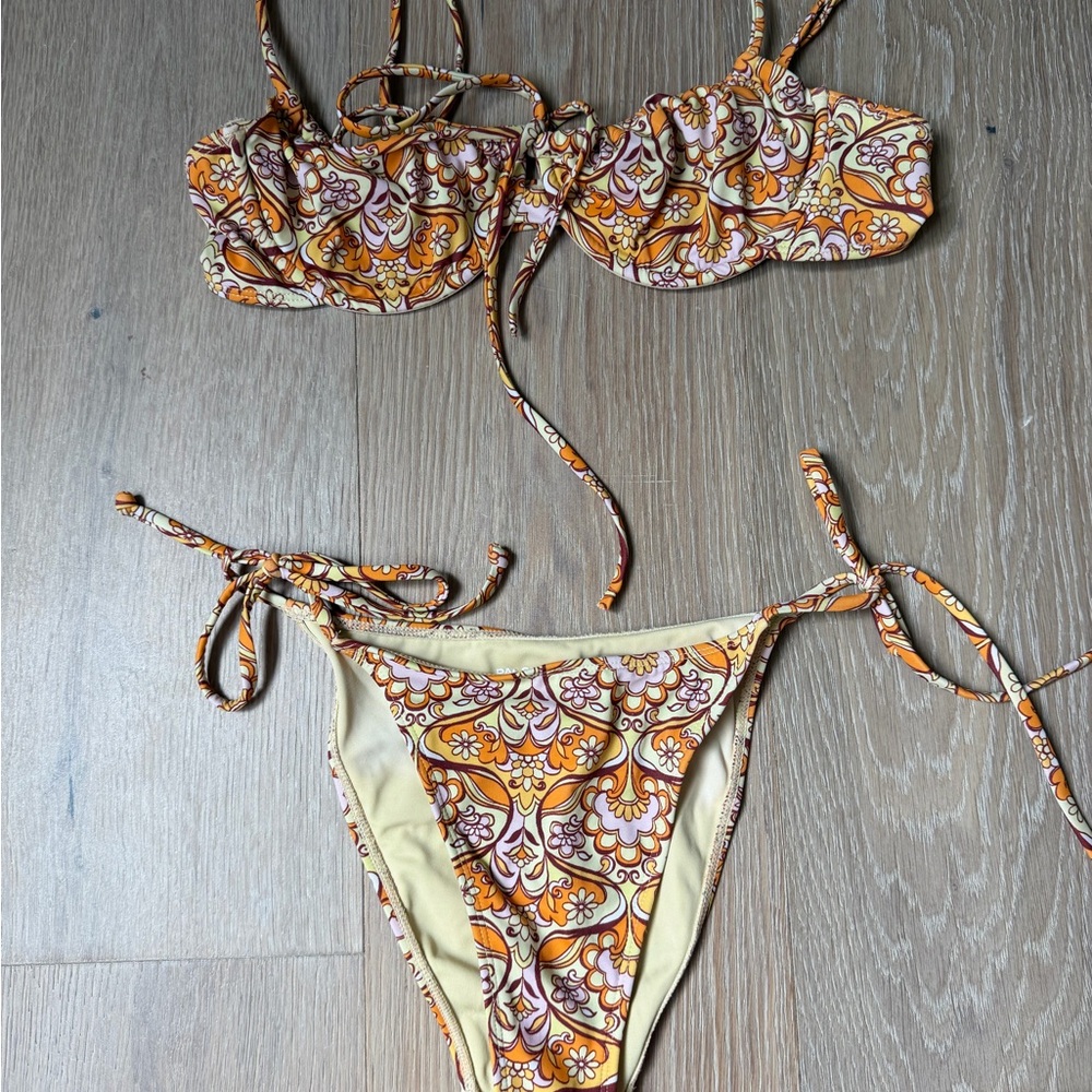 PacSun Orange Floral boho hippie paisley Print String Bikini